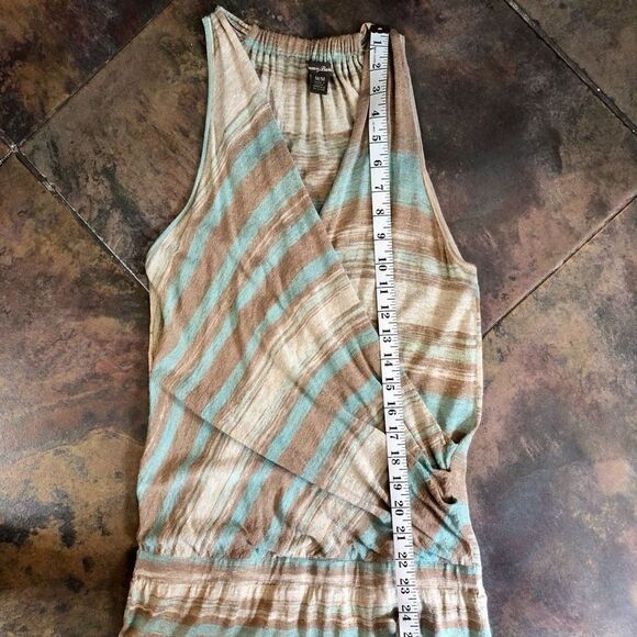 Tommy Bahama Women's Brown Blue Striped Sparkling Surplice Dress Maxi Medium - Picture 7 of 11